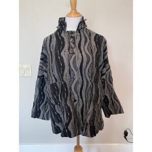 Itemz Chris Baumgartner  Blouse Top Lagenlook Black/Gray L/S One Size